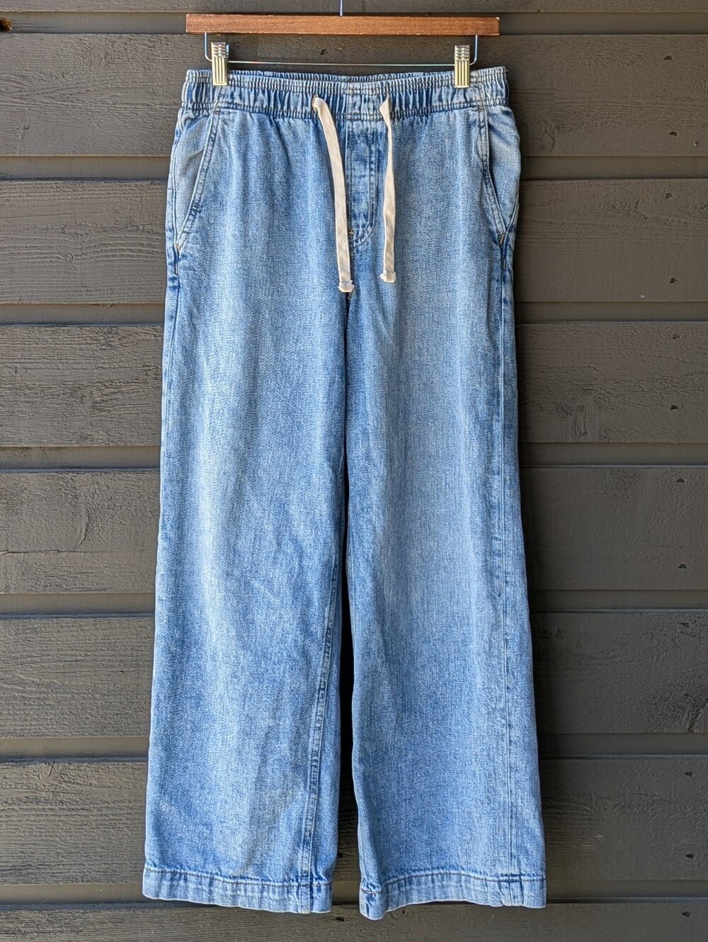 GAP Light Blue Wide Leg Denim Pants with Drawstring